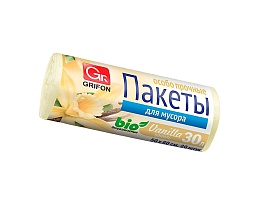 Мешки для мусора 30 л, ароматизированные, Ваниль, бежевые, в рулоне 20 шт., ПНД, 9 мкм, 560х530 мм, GRIFON Aroma, 101-020 V в Караганде