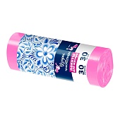Мешки для мусора 30 л, розовые, в рулоне 30 шт., ПНД, 8 мкм, 560х480 мм, Узоры Чистоты, МУ3605 (ММЭ-30роз)