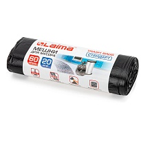 Мешки для мусора 60 л, черные, в рулоне 20 шт., ПНД, 10 мкм, 700х600 мм, LAIMA, 601381 в Караганде