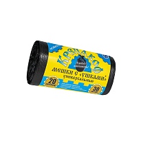 Мешки для мусора 20 л, с ушками, черные, в рулоне 30 шт., ПНД, 10 мкм, 550х440 мм, Крепакоф, 4607075710405 в Караганде Мешки для мусора 20 л, с ушками, черные, в рулоне 30 шт., ПНД, 10 мкм, 550х440 мм, Крепакоф, 4607075710405 в Караганде