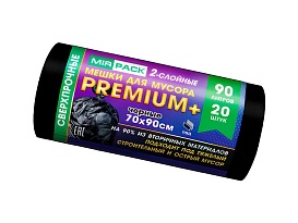 Мешки для мусора 90 л, черные, в рулоне 20 шт., ПВД, 40 мкм, 900х700 мм, PREMIUM+, 904120 в Караганде Мешки для мусора 90 л, черные, в рулоне 20 шт., ПВД, 40 мкм, 900х700 мм, PREMIUM+, 904120 в Караганде