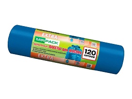 Мешки для мусора 120 л, синие, в рулоне 10 шт., ПНД, 14 мкм, 1100х700 мм, EXTRA, ex1201802 в Караганде Мешки для мусора 120 л, синие, в рулоне 10 шт., ПНД, 14 мкм, 1100х700 мм, EXTRA, ex1201802 в Караганде