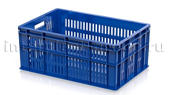 Ящик для молока, мяса, овощей и фруктов большая перфорация дно сплошное синий в Караганде