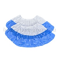 Бахилы бело-синие 1000 шт (500 пар), 48 мкм, двойная подошва, с одной резинкой, Эконом+ в Караганде