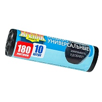 Мешки для мусора 180 л, с ушками, черные, в рулоне 10 шт., ПНД, 20 мкм, 1150х800 мм, Крепак, 4607075710498 в Караганде Мешки для мусора 180 л, с ушками, черные, в рулоне 10 шт., ПНД, 20 мкм, 1150х800 мм, Крепак, 4607075710498 в Караганде