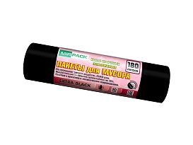 Мешки для мусора 180 л, ароматизированные, черные, в рулоне 10 шт., ПВД, 50 мкм, 1100х930 мм, EXTRA black, 18008301 в Караганде