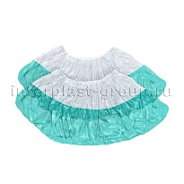 Бахилы бело-бирюзовые 1000 шт (500 пар), 48 мкм, двойная подошва, с одной резинкой, Эконом+ в Караганде Бахилы бело-бирюзовые 1000 шт (500 пар), 48 мкм, двойная подошва, с одной резинкой, Эконом+ в Караганде