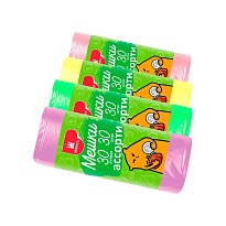 Мешки для мусора 30 л, ассорти, в рулоне 30 шт., ПНД, 5 мкм, 560х480 мм, Эконом, МЭ8716 в Караганде