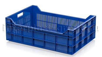 Ящик для овощей, фруктов и ягод перфорированный синий в Караганде