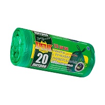 Мешки для мусора 20 л, биоразлагаемые, с ручками, черные, в рулоне 30 шт., ПНД, 10 мкм, 550х440 мм, Крепак, 4607075710047 в Караганде