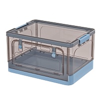 Ящик пластиковый складной прозрачный коричневый, дно синее,490х360х280 мм, с колесиками в Караганде Ящик пластиковый складной прозрачный коричневый, дно синее,490х360х280 мм, с колесиками в Караганде