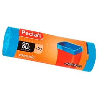 Мешки для мусора 80 л, синие, в рулоне 20 шт., ПНД, 12 мкм, 900х700 мм, PACLAN Classic, 606335 в Караганде