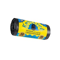 Мешки для мусора 30 л, с ушками, черные, в рулоне 30 шт., ПНД, 8 мкм, 580х460 мм, Крепакоф, 4607075710238 в Караганде Мешки для мусора 30 л, с ушками, черные, в рулоне 30 шт., ПНД, 8 мкм, 580х460 мм, Крепакоф, 4607075710238 в Караганде