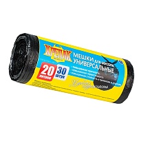 Мешки для мусора 20 л, черные, в рулоне 30 шт., ПНД, 10 мкм, 550х440 мм, Крепак, 4607075710092 в Караганде Мешки для мусора 20 л, черные, в рулоне 30 шт., ПНД, 10 мкм, 550х440 мм, Крепак, 4607075710092 в Караганде