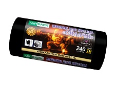 Мешки для мусора 240 л, ароматизированные, черные, в рулоне 10 шт., ПВД 40 мкм, 1500х1100 мм, СИЛАЧИ, sil24011110